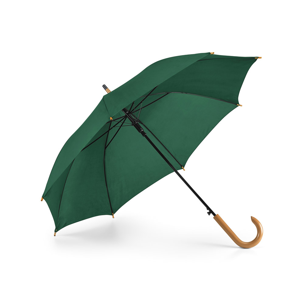 Parapluie publicitaire avec poignée en bois Vert fonce
